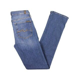 7 for all mankind Size 25 Mid-Rise Faded Denim Skinny Jeans NWT